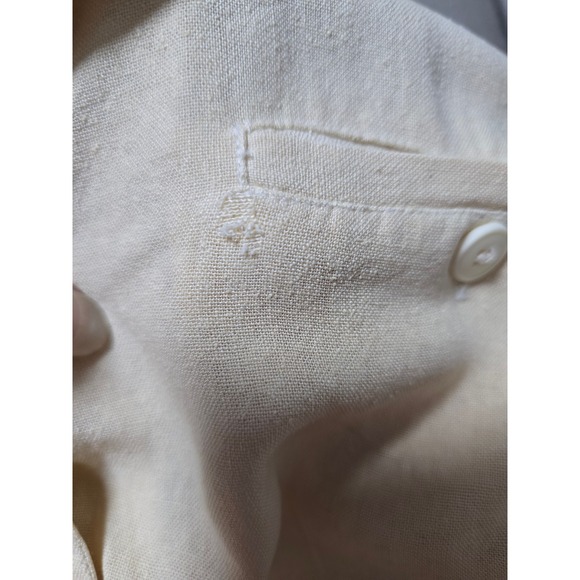 SK & Company Silk Shirt Top Womens Beige Short Sleeve Collared Button Up (J) - Picture 9 of 9